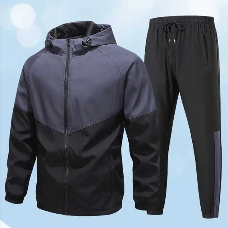 Fashion Mens Patchwork Tracksuit Spring Autumn Fitness Sportswear Men Waterproof Jogging Suit Male Loose Outdoor Training Sets M251210