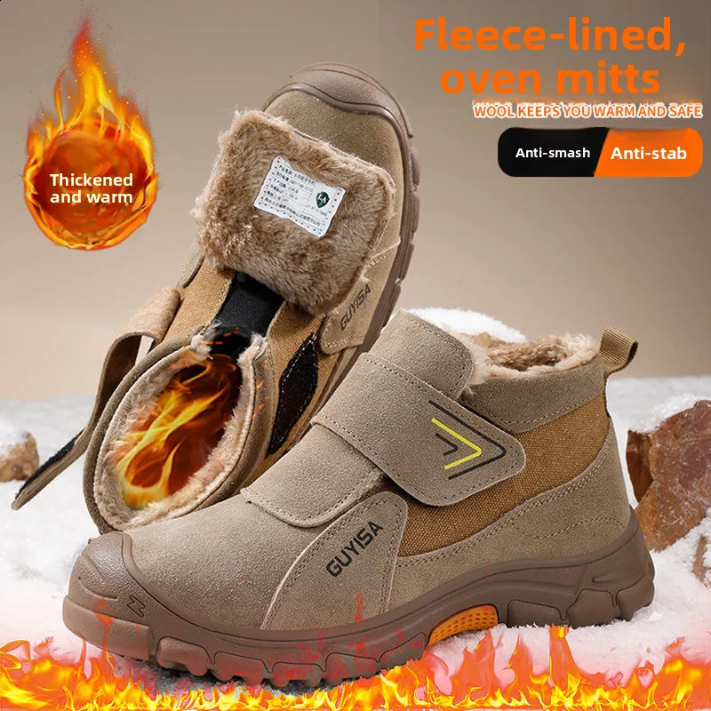 High Quality Safety Shoes Fleece-lined Thickened Warm Steel Toe Security Boots Winter Work Boots Construction Work Shoes36-48 251204