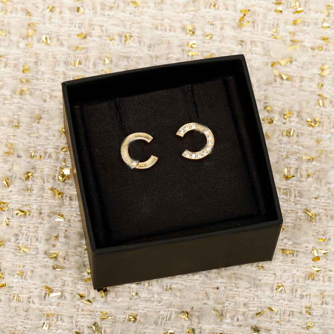 2026 Luxury quality charm stud earring with diamond in 18k gold plated have stamp simple style PS6162B