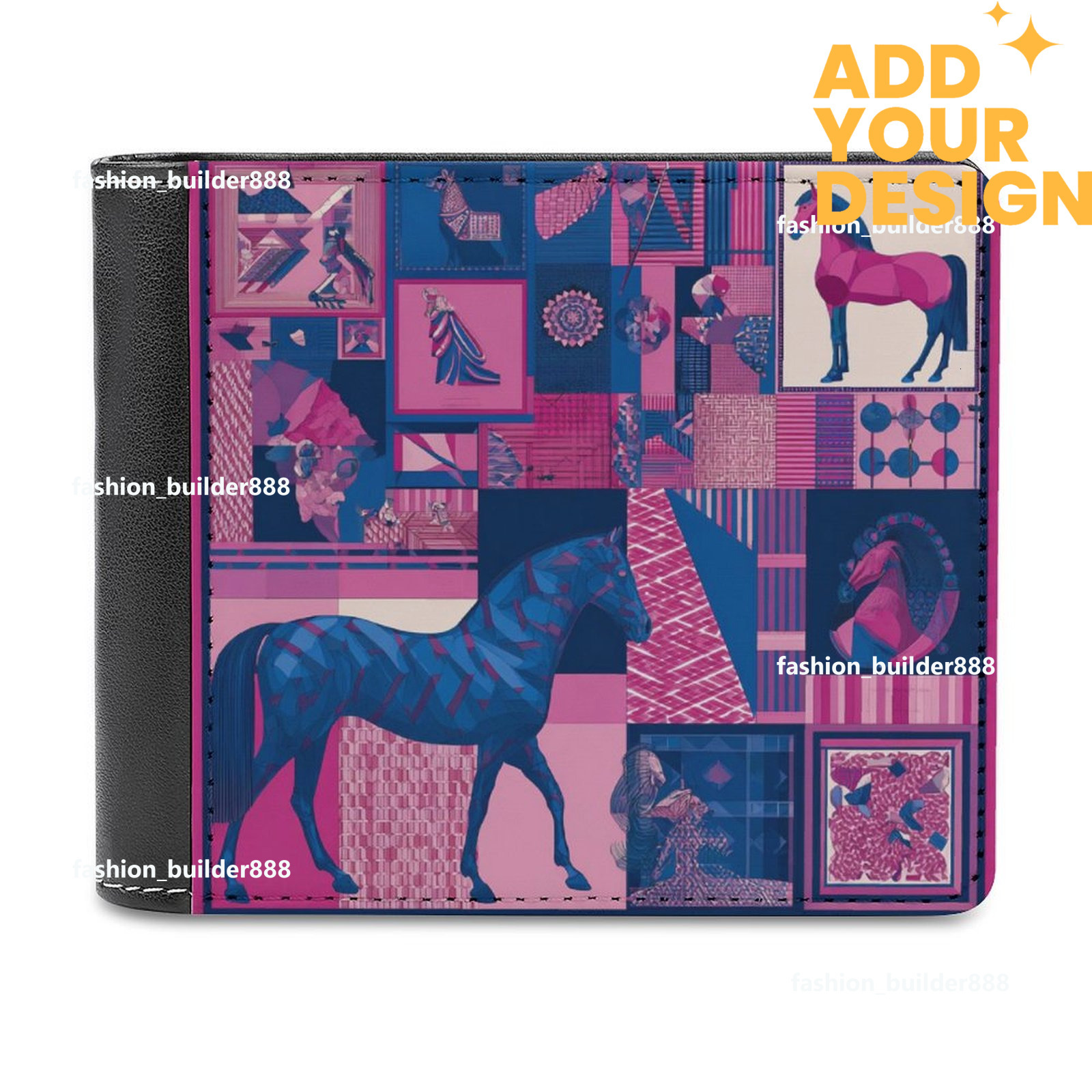 Custom Designer H Top Grain Leather Wallet Luxury Horse Pattern for Men Extra Capacity Bifold Wallet Ultra Strong Stitching Slim Billfold with 7 Car