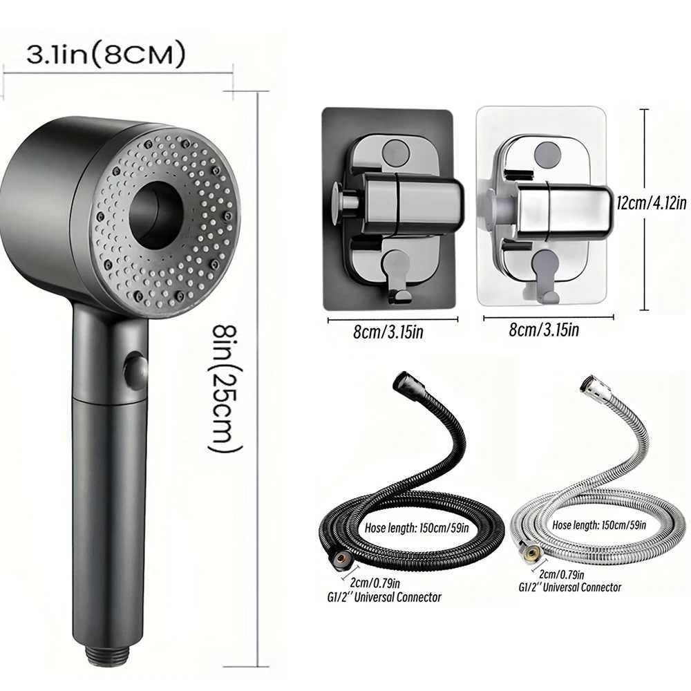 5 Modes Double Filtration Shower Head High-pressure Large Flow Handheld Showerhead Wear-resistant Portable Bathroom Nozzle T2512 M260303-image-1096139405