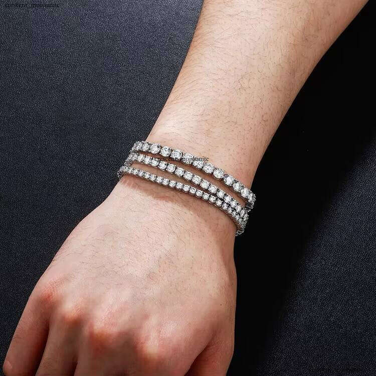 High Quality Simple Chain 4mm Hiphop Tennis Link with 5A VVS Moissanite Stone Silver Necklace for Women