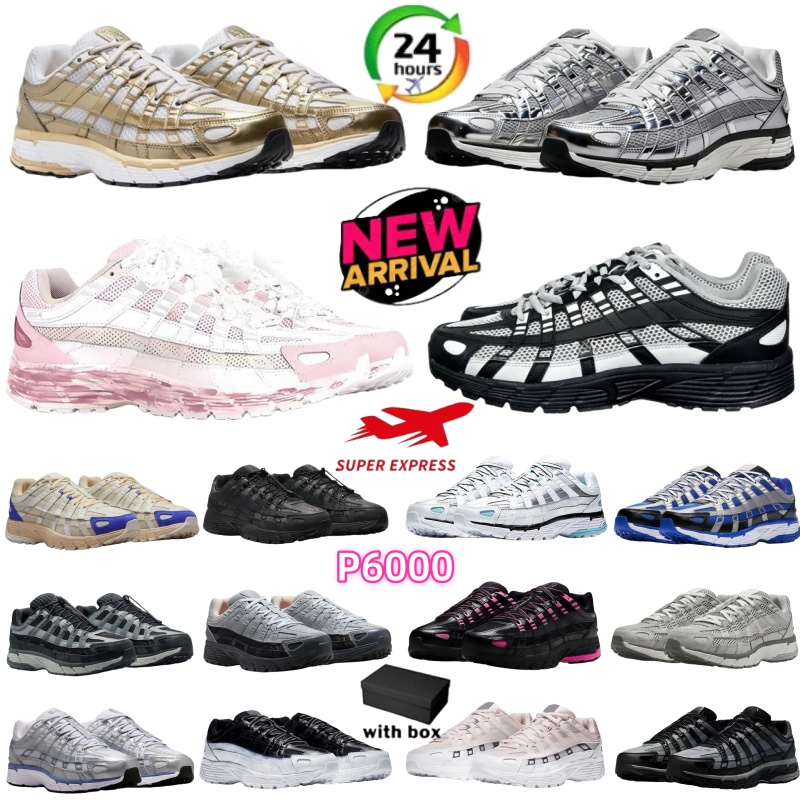 Big size 36-47 Designer Shoes P6000 Men Women Sneakers Triple Black White Khaki Wolf Grey Metallic Blue Outdoor Sports P-6000s Mens Trainers Jogging