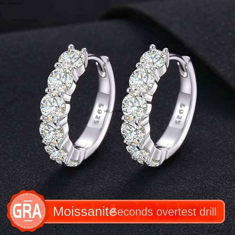 VVS Moissanite S925 Sterling Silver Multi-size Silicon Stone Earrings European and American Exclusive New fashion Hip-hop Tempered Jewelry