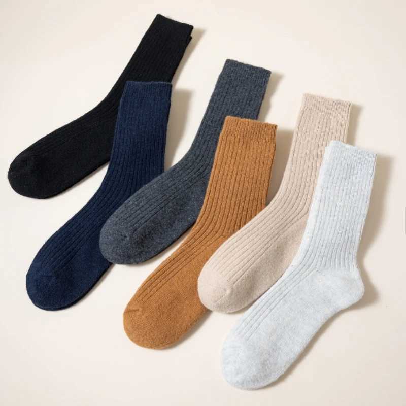 3 Pair Winter Thick Warm Mens Wool Socks High Quality Harajuku Retro Merino Wool Casual Socks Large Size Long SocksXJ251210