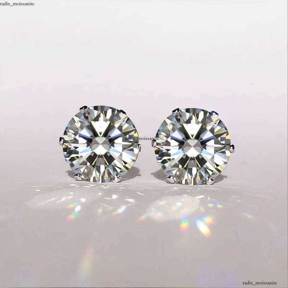 Sandstone Earrings for Women, VVS Moissanite Earrings, Round Cut + 0.5 CT/Pair, 925 Sterling Silver, Classic 6-Prong, Color VVS1 Brilliant