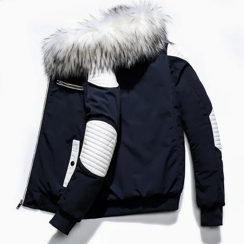 Winter Warm Parkas Men Women Streetwear Thick Jackets Coat Fashion Harajuku Hoody Fur Collar Coats Windproof Solid Color Parkas251205