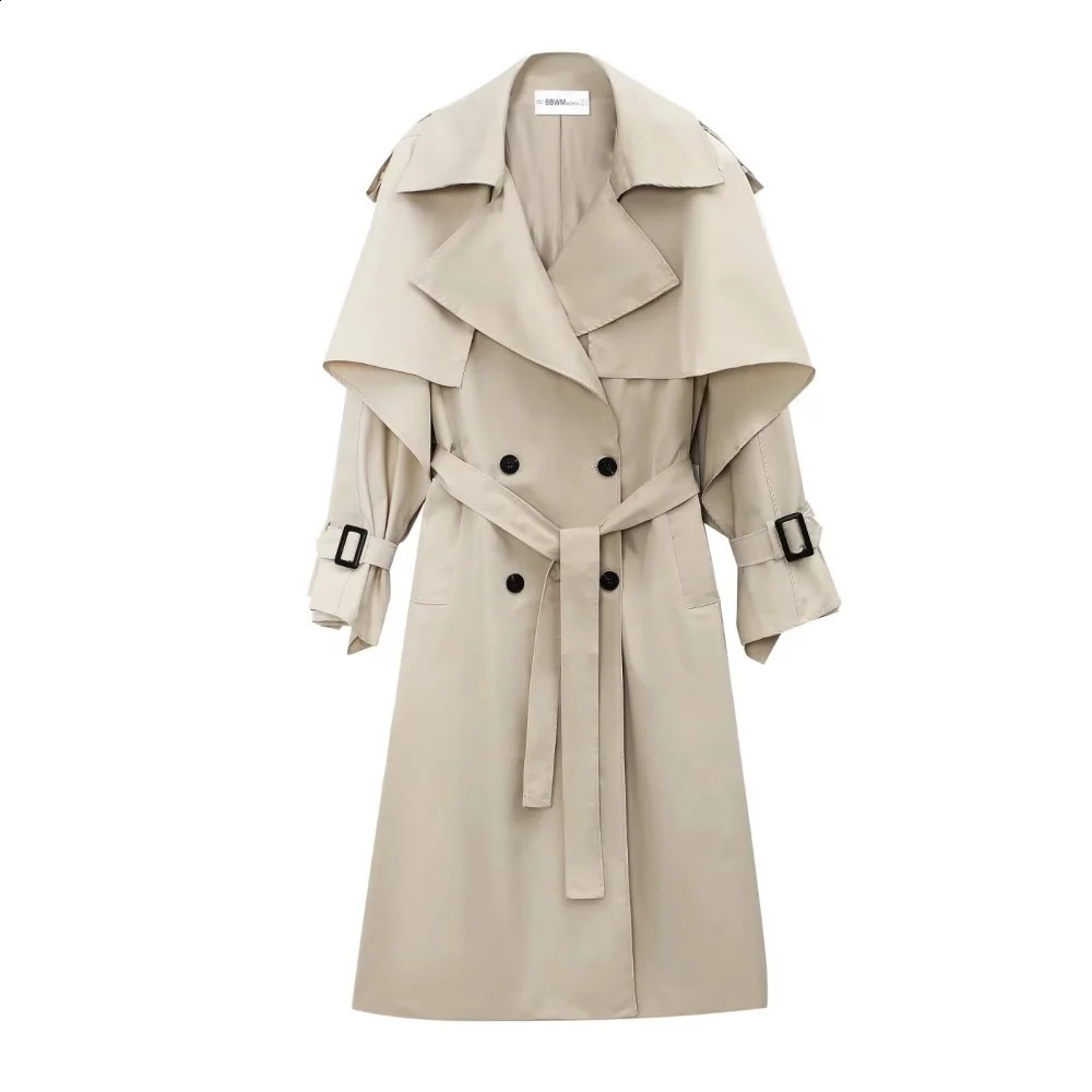 UNIZERA Womens Casual Fashion European and American Style Double breasted Windproof Coat 251204
