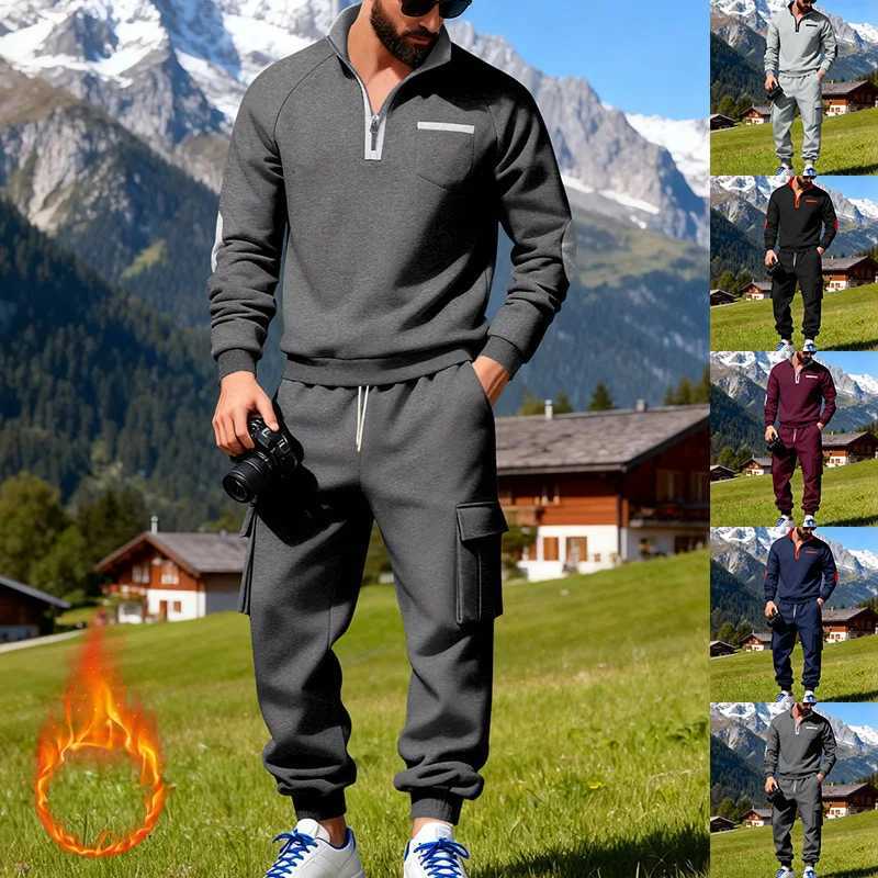 Mens Casual Loose Fit Sweatshirt and Long Pants Heavyweight Outdoor Work Shipment American Winter Commuting 1/2pieces M251210