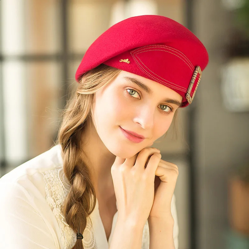Girls Winter Warm Beret Hats Female British Woolen Cap Adult Recreational Ancient Painter Hats Butterfly Knot Caps Adjust A103 251209