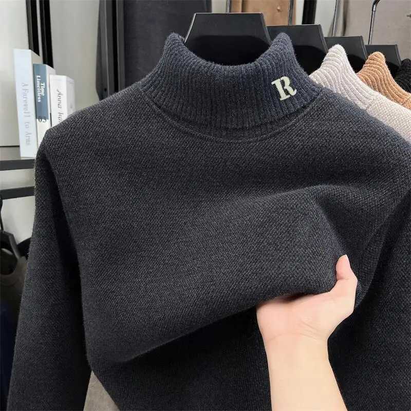 High end brand mens high neck sweater luxur warm fashion best-selling letter embroidery Korean style casual knitted pulloverXJ251210
