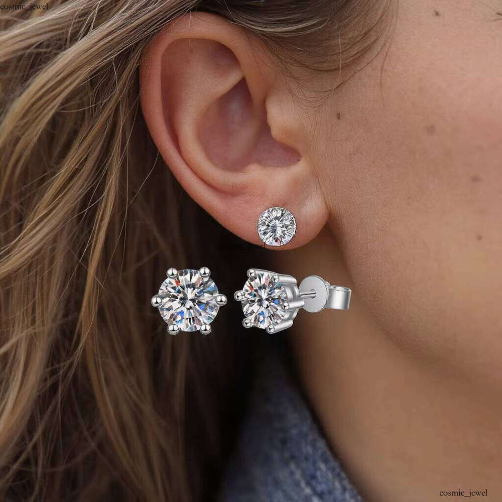 VVS Moissanite 0.5ct 1ct 2ct 3ct VVS GRA Certificate Round Brilliant Cut Jewelry S925 Silver Silicon Stone Earrings