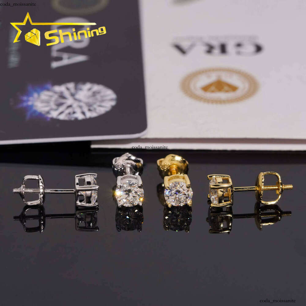 VVS Moissanite Wholesale Bulk Jewelry 925 Sterling Silver Round Cut 5mm for Women Small Stud Earrings Vvs Miossanite Iced Out