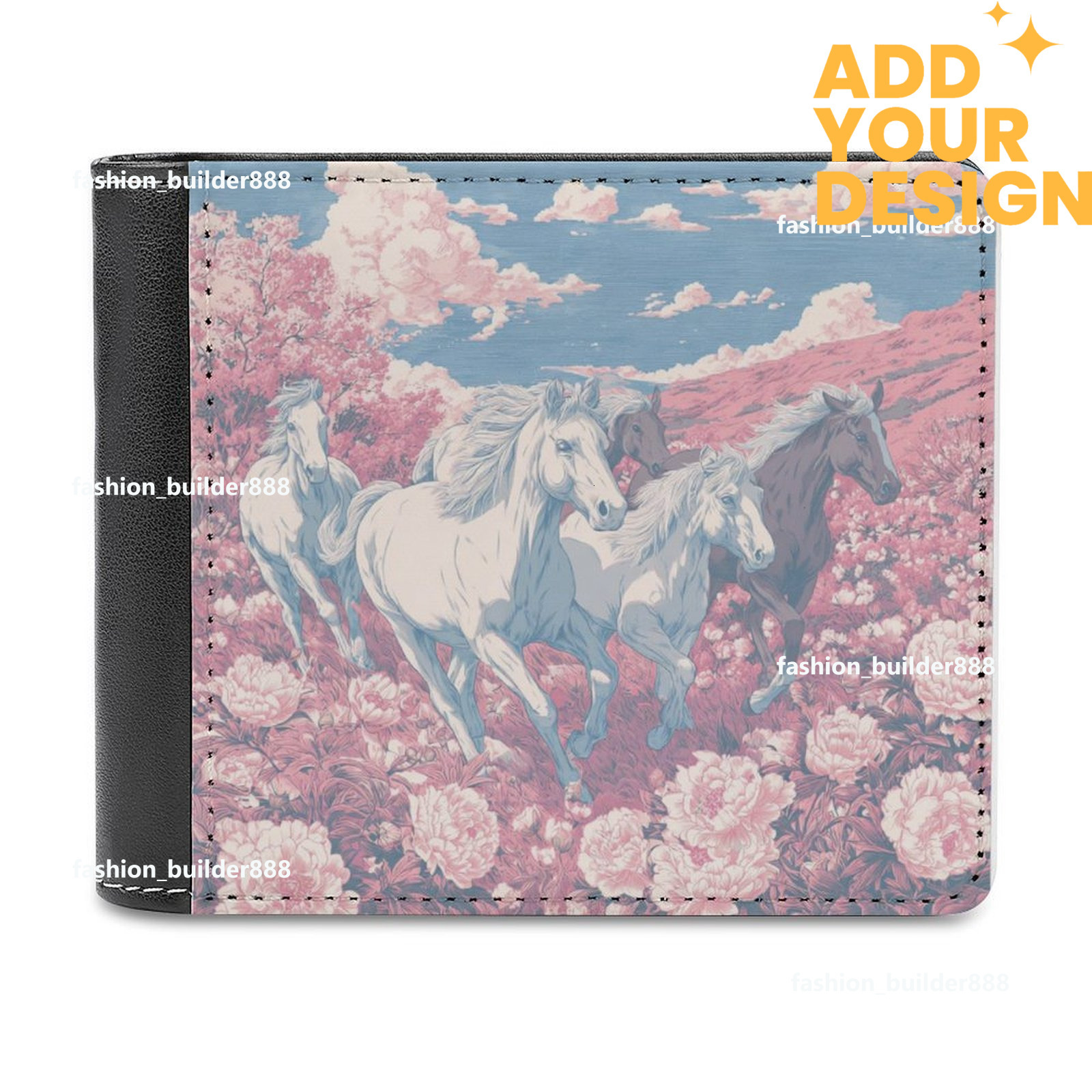 Custom Designer H Top Grain Leather Wallet Luxury Horse Pattern for Men Extra Capacity Bifold Wallet Ultra Strong Stitching Slim Billfold with 7 Car