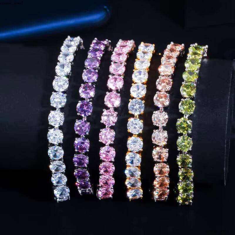 Shiny Exquisite 6mm High-Quality Round Cut VVS Moissanite Tennis Bracelet for Women Wedding Bride Party Fashion Luxury Jewelry