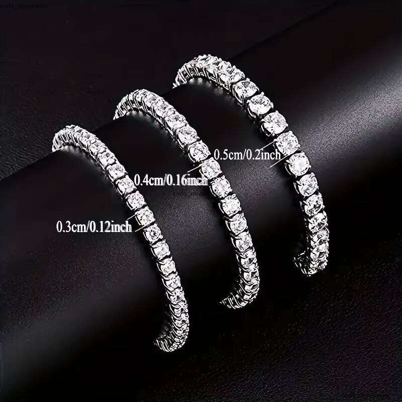 3mm to 5mm Luxury Silicon Stone VVS Moissanite Chain Tennis 925 Sterling Silver Women's Boutique Jewelry Bracelet and Bangle