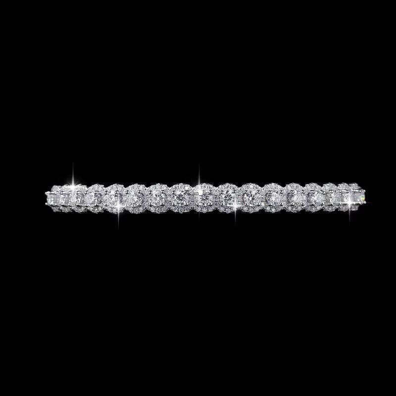 Luxury 925 Sterling Silver VVS D Color GRA Full Moissanite Bracelet Women's High-end Engagement Wedding Jewelry Bangle