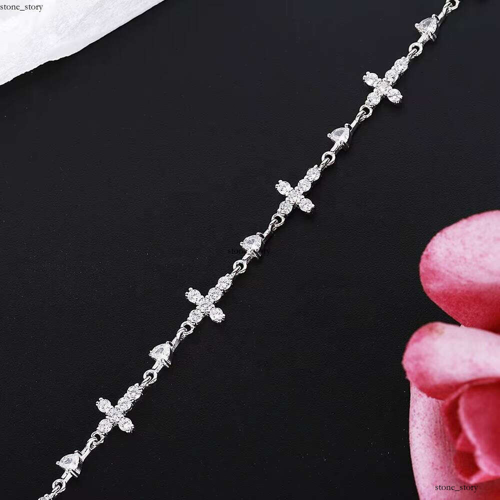 VVS Moissanite 2025 Fashion Boutique Jewelry 925 Sterling Silver Christian Hollow Religious Chain Women's Cross Bracelet Gift