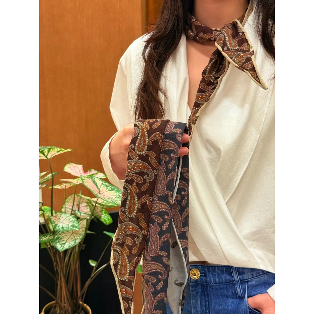 New Retro Double-Sided Paisley for Women, Versatile Printed with High-End Feel, Neck Scarf, Scarf Decoration
