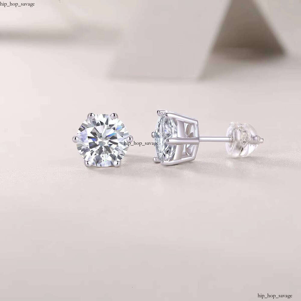 VVS Moissanite Wholesale Women's 925 Sterling Silver GRA Certified VVS 1CT D Fashion French Sandstone Jewelry Stud Earrings