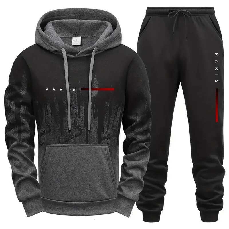 2025 Autumn/Winter casual mens running hooded sweatshirt sweatpants outdoor comfortable streetwear casual jogging sportswear M251210
