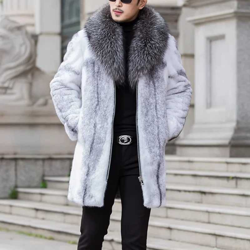 Zipper Men Fur Coat Autumn Winter Thick Faux Jacket Long Sve Warm Fur Black Parkas Bontjas Furry Shaggy Outerwear Q251205