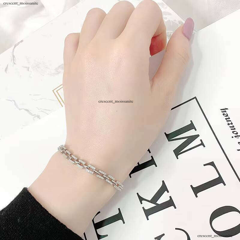 VVS Moissanite Women's 925 Sterling Silver Fine Jewelry VVS1 Inlaid Bracelet Men's Luxury Bangle