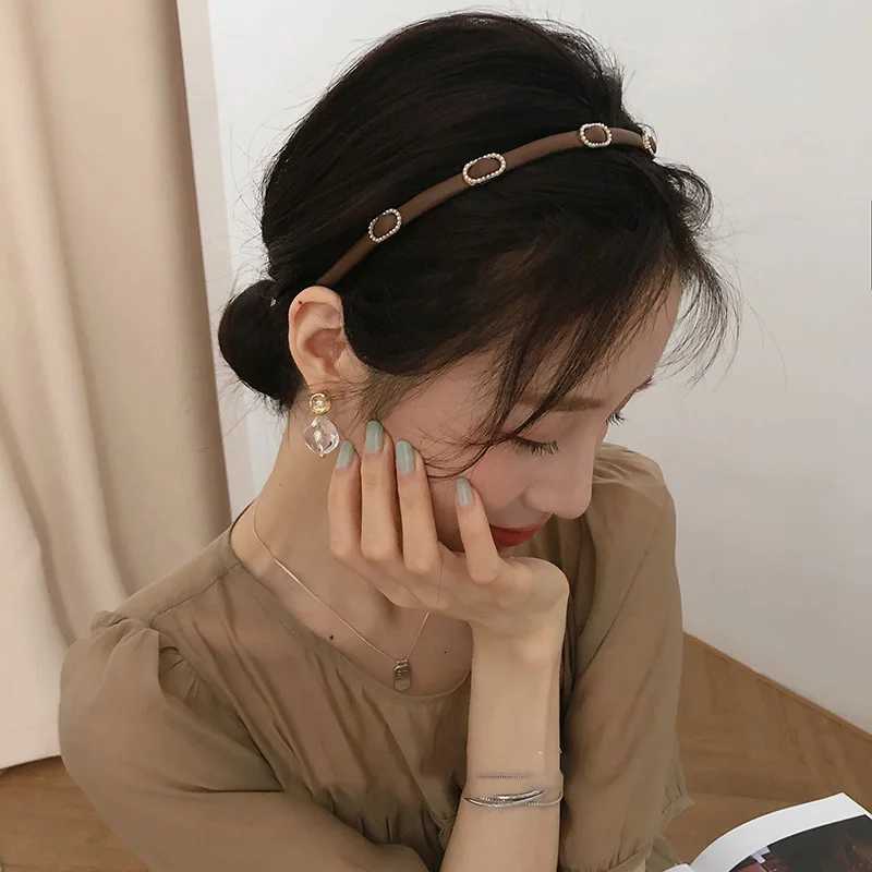 Korean high-quality pearl leather fine hair hoop female summer temperament simple retro net red 2021 new headwearT251210