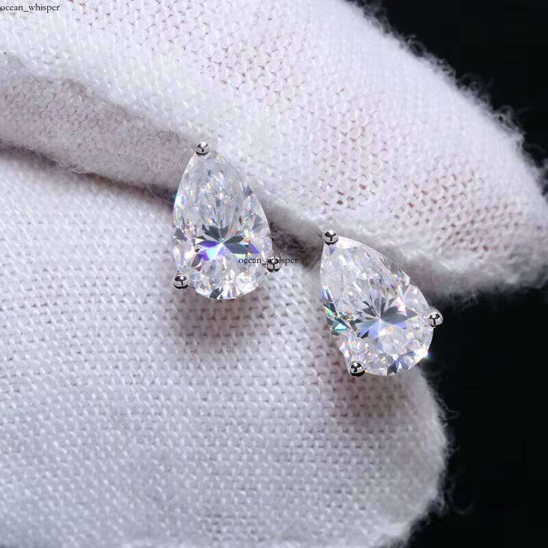 10Kt 14K 18k Pure Gold Jewelry Studs D VVS1 2ct Pear Cut Moissanite Women's Earrings