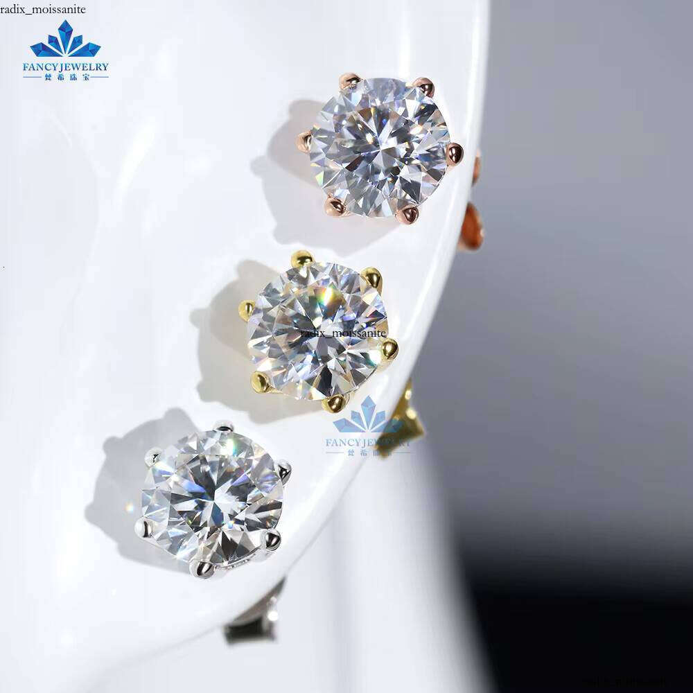 Luxury Jewelry Classic 8mm 2CT Mossanite Screw Back 925 Sterling Silver VVS VVS Moissanite Moissanite Women's Stud Earrings