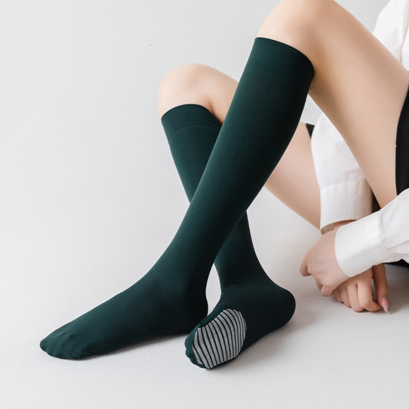 Spring Summer Cotton Bottom Calf Stockings Women Japanese Cute JK Lolita Black Mid-Calf Ins Long Socks