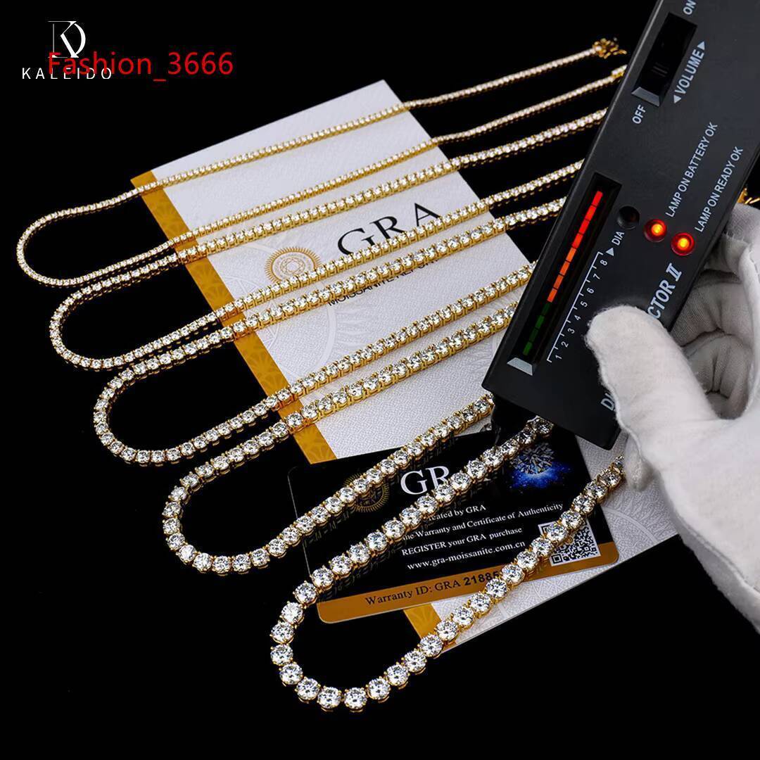 925 Sterling Silver Vvs Moissanite Chain 2mm 3mm 4mm 5mm White Gold Women Men Fine Jewelry Gifts Gra Lab Diamond Tennis Necklace