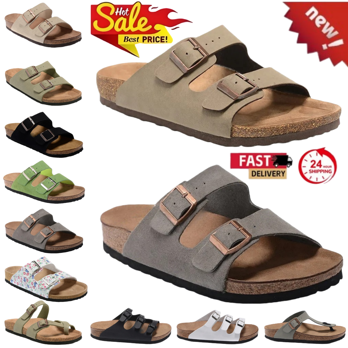 Free shipping Clog Slippers Designer Clogs Sandals Summer Womens Mens Cork Slides Suede Leather Pantoufle Flip Flops Casual Scuffs Beach Shoes Size