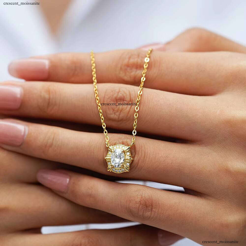 High Quality Oval Cut 1 CT 5A VVS Moissanite Pendant Necklace 925 Sterling Silver Boutique Jewelry Women Gift Factory Price