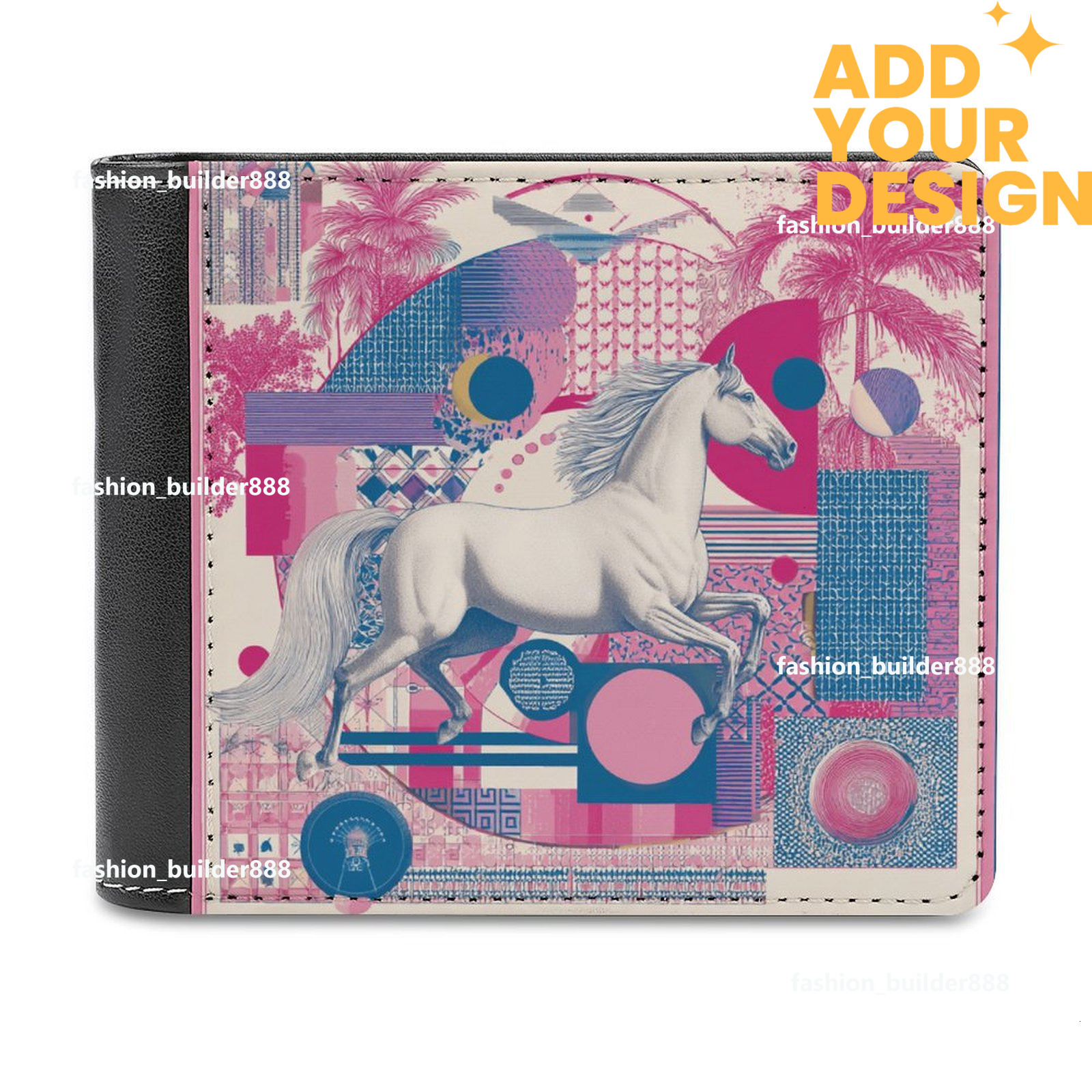 Custom Designer H Top Grain Leather Wallet Luxury Horse Pattern for Men Extra Capacity Bifold Wallet Ultra Strong Stitching Slim Billfold with 7 Car