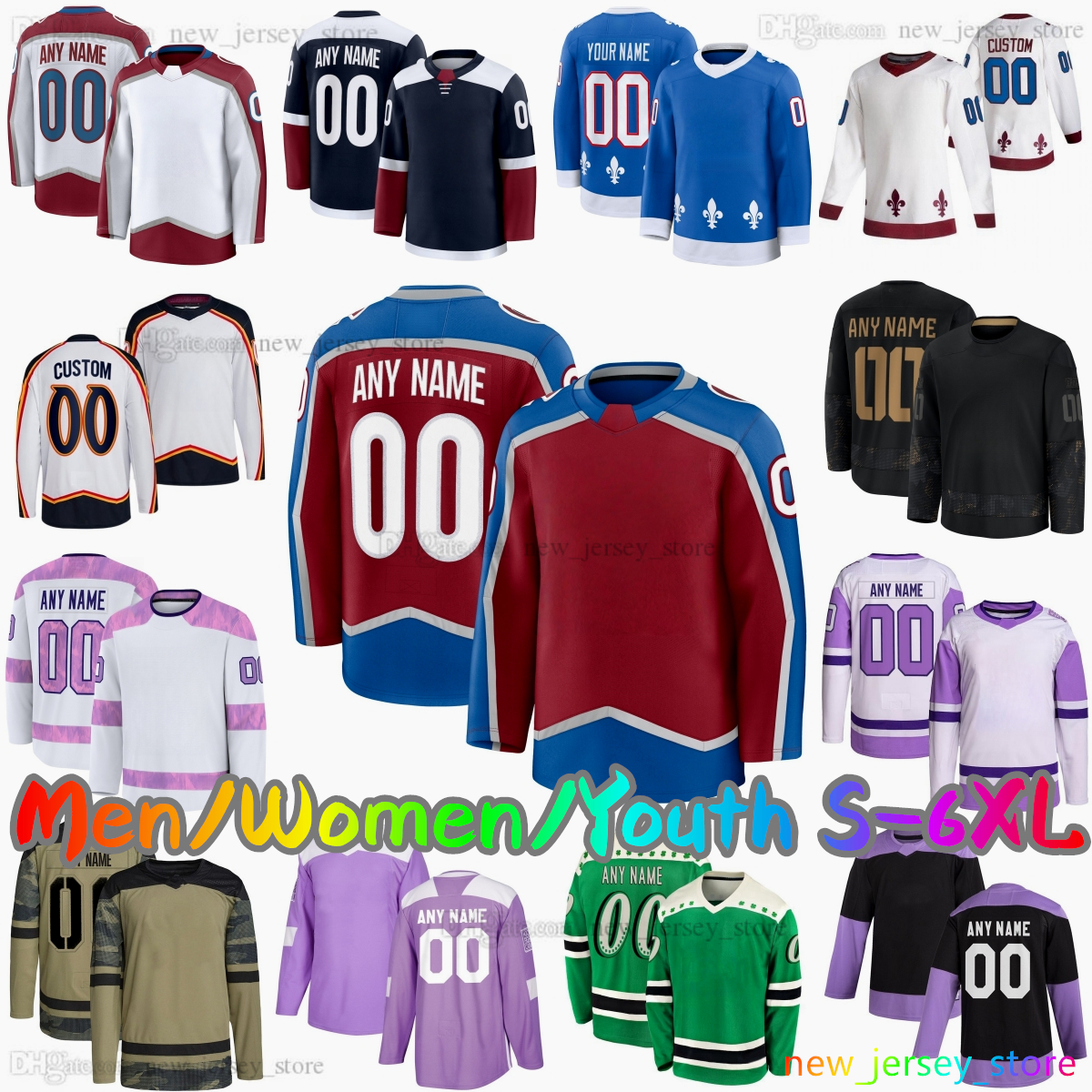 2025-26 Custom S-6XL 29 Nathan MacKinnon Ice Hockey Jersey 8 Cale Makar 92 Gabriel Landeskog 20 Ross Colton 13 Valeri Nichushkin 21 Peter Forsberg S