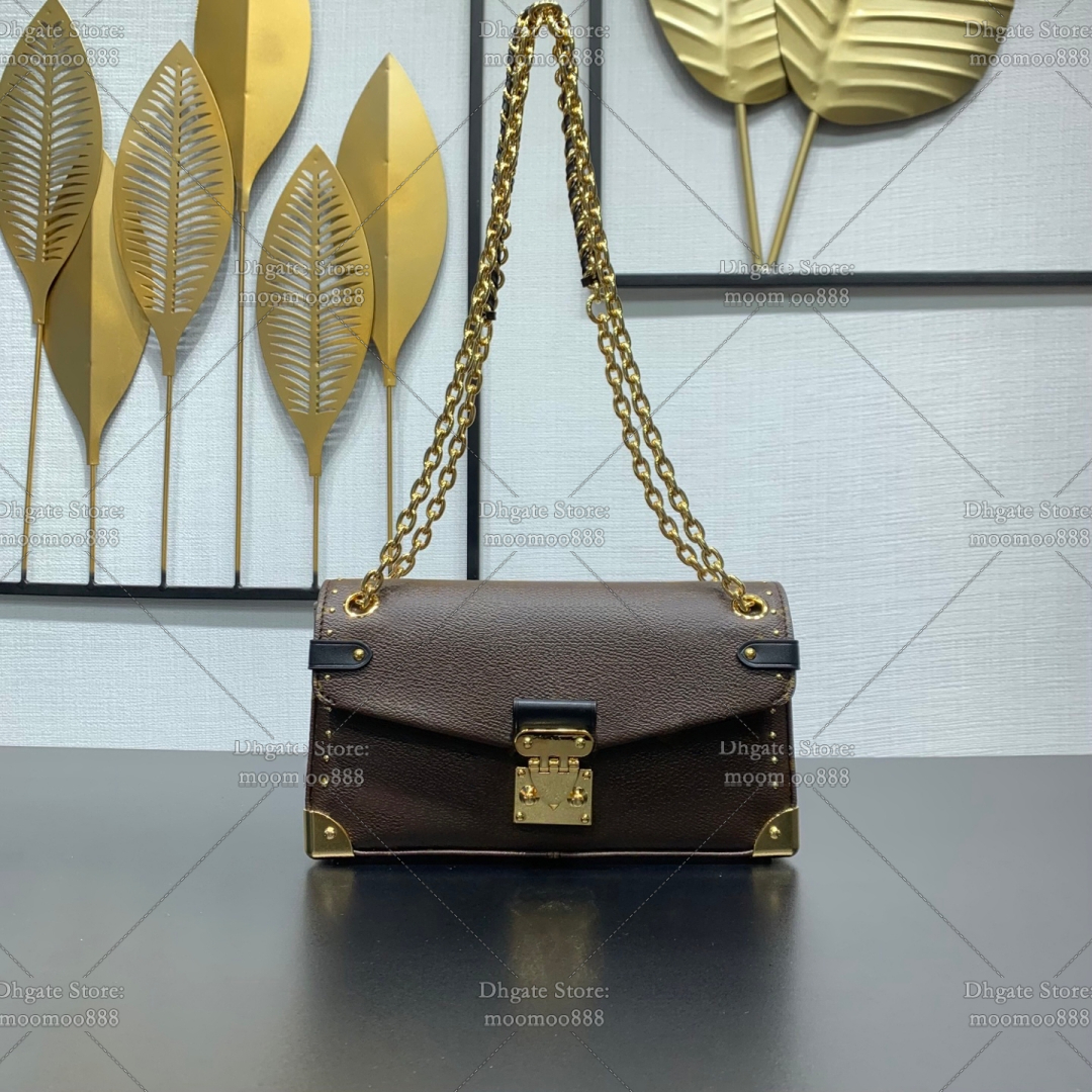 12A All-New Mirror Quality Designer Trunkie Chain Bag 25cm Flap Handbags for Women Luxury Shoulder Bag Brown Crossbody Purse with Box M27266