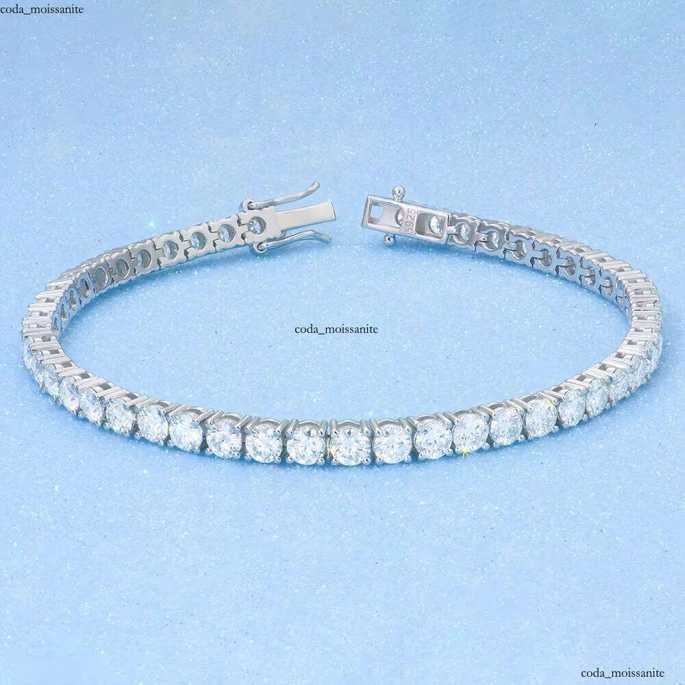 Vintage VVS Moissanite Charm Bracelet 925 Silver 2-4mm Women's Gift