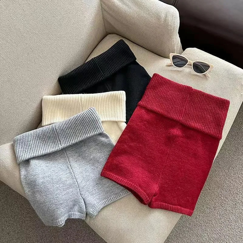 Harajuku Vintage Y2K Womens Knit Shorts Sexy Slim Chic Autumn Winter 2025 Casual Mini Shorts Streetwear Bottoms251210