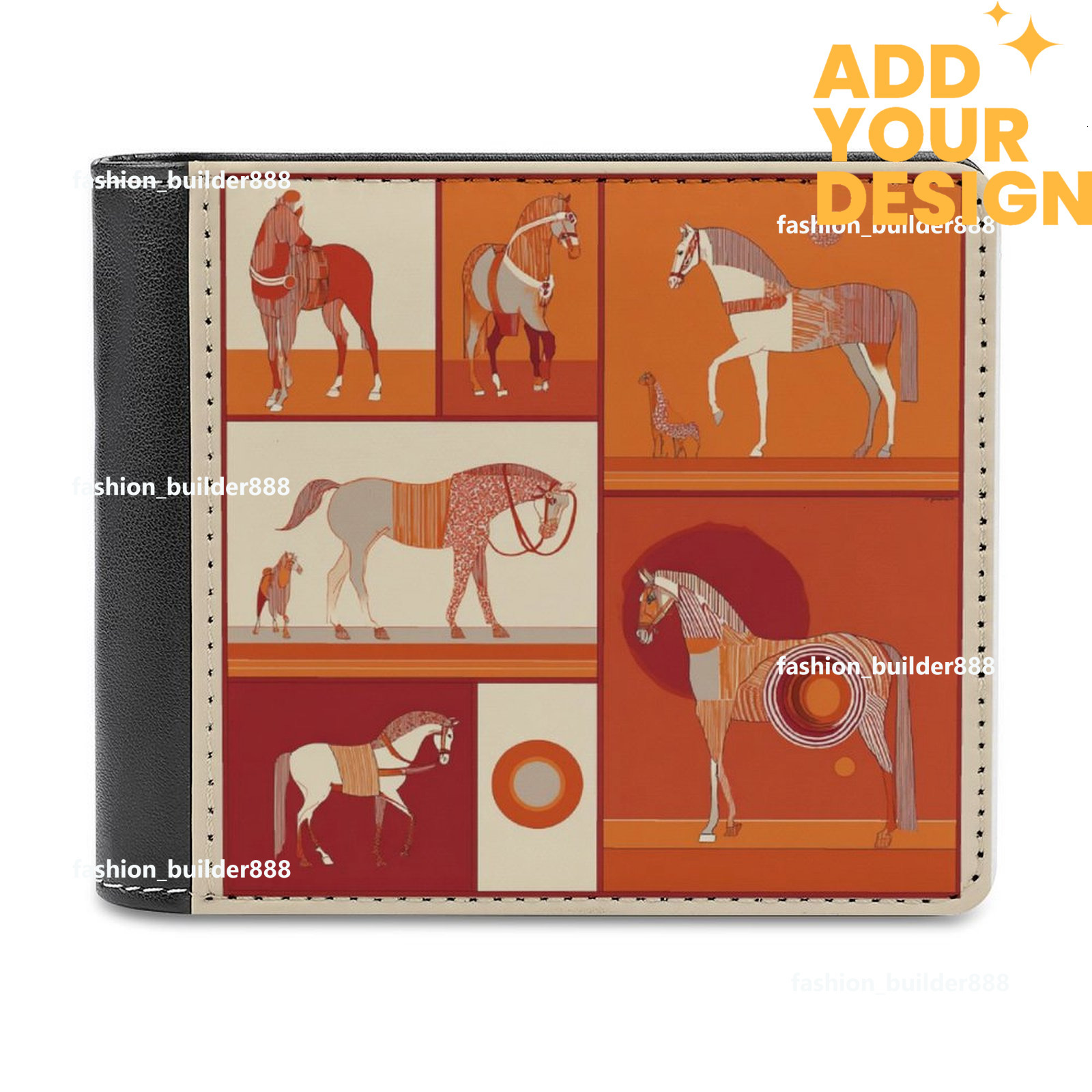 Custom Designer H Top Grain Leather Wallet Luxury Horse Pattern for Men Extra Capacity Bifold Wallet Ultra Strong Stitching Slim Billfold with 7 Car