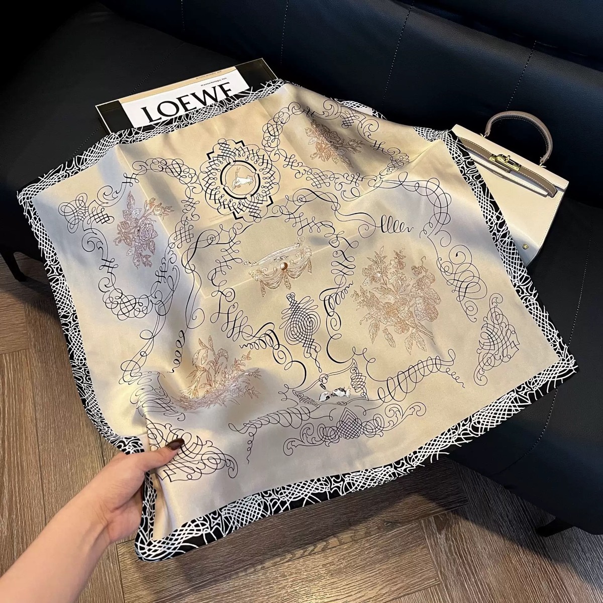 Korean Version 70 New High-end Feel Imitation Silk Square Fashion Versatile Decorative Bag Tie Hairband Professional Neck Scarf