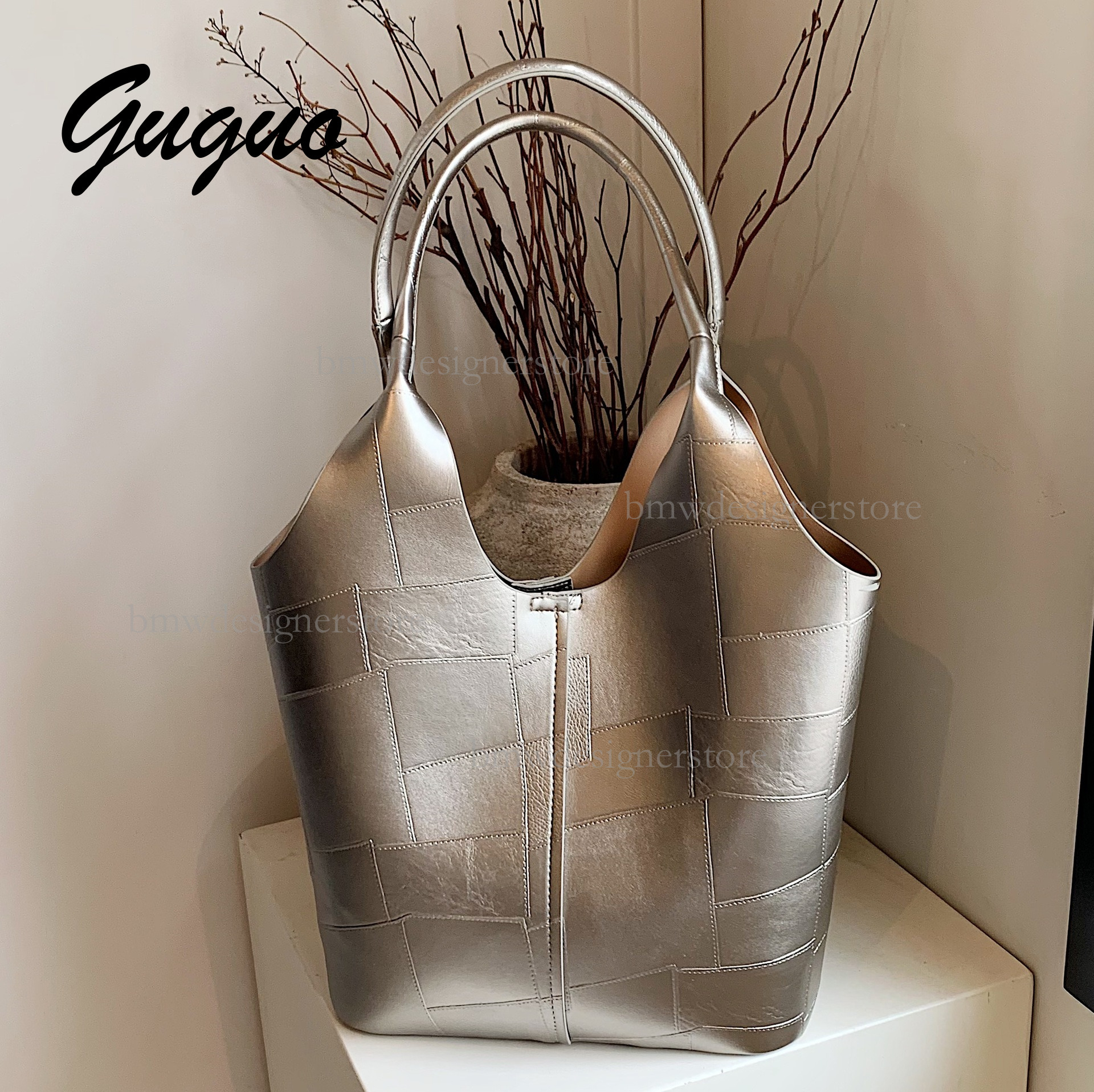 Guguo Designer Luxurious Simple Texture Handbag Fashion Single Women's New Style Texture Large Capacity Versatile Commuting Shoulder Bag Leisur