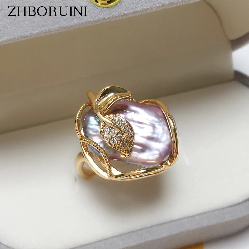 ZHBORUINI Baroque Pearl Ring 100 Real Natural Freshwater Pearl 14K Gold Plating Women Jewelry Individual Ring Wholesale 251211