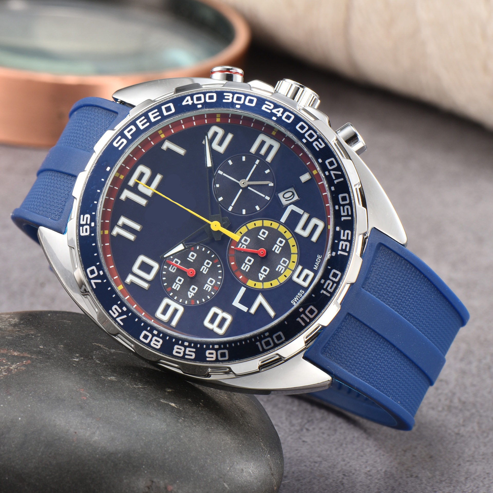 New Fashion high-quality men's tape steel band 6-pin TA quartz watch multi-functional watch manufacturer direct sale
