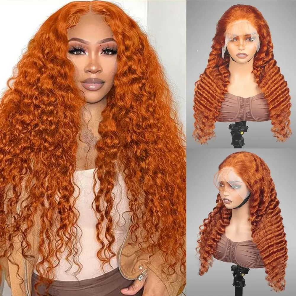 250 Density 350 Ginger Orange Bob Lace Front Wigs Human Hair 13x4 HD Deep Wave Lace Frontal Wigs For Women Pre Plucekd Hairline M251211-image-1088070332