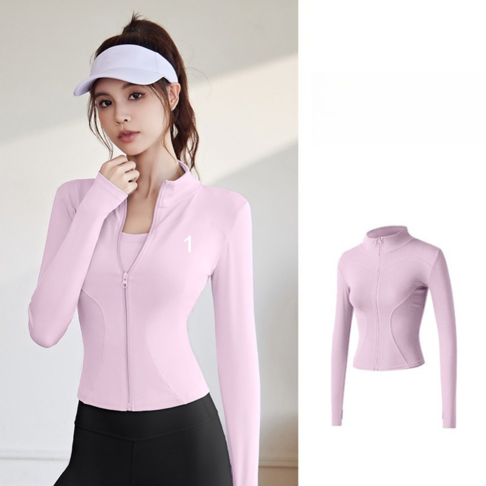 Women's Yoga Jacket Sports Jacket Long-SleevedSlim Sun Protection Zipper Tight-Fit Running Fitness Outfit MTA98