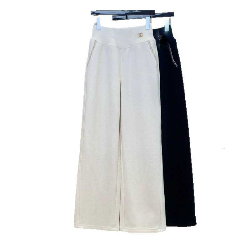 Women's Pants & Capris designer brand 25 Autumn Winter New High-end Simple Casual Versatile Elastic Wide Waist Fleece-lined C7PF
