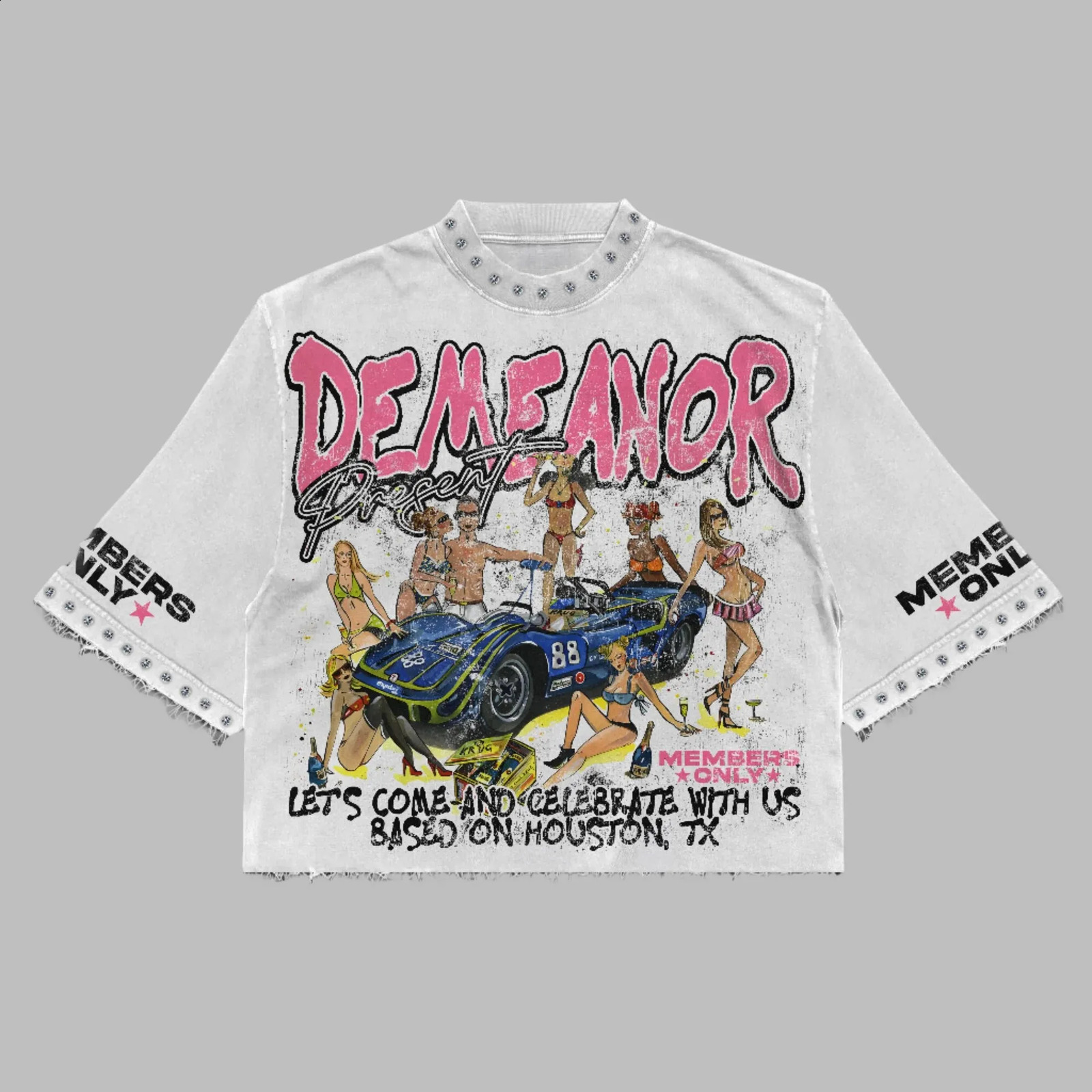 Womens Harajuku Klein Stone Embroidery Crop Tees Y2k Gothic Graphic Men Hip Hop Print Long Sleeves T Shirts Cotton Loose Tops 251211