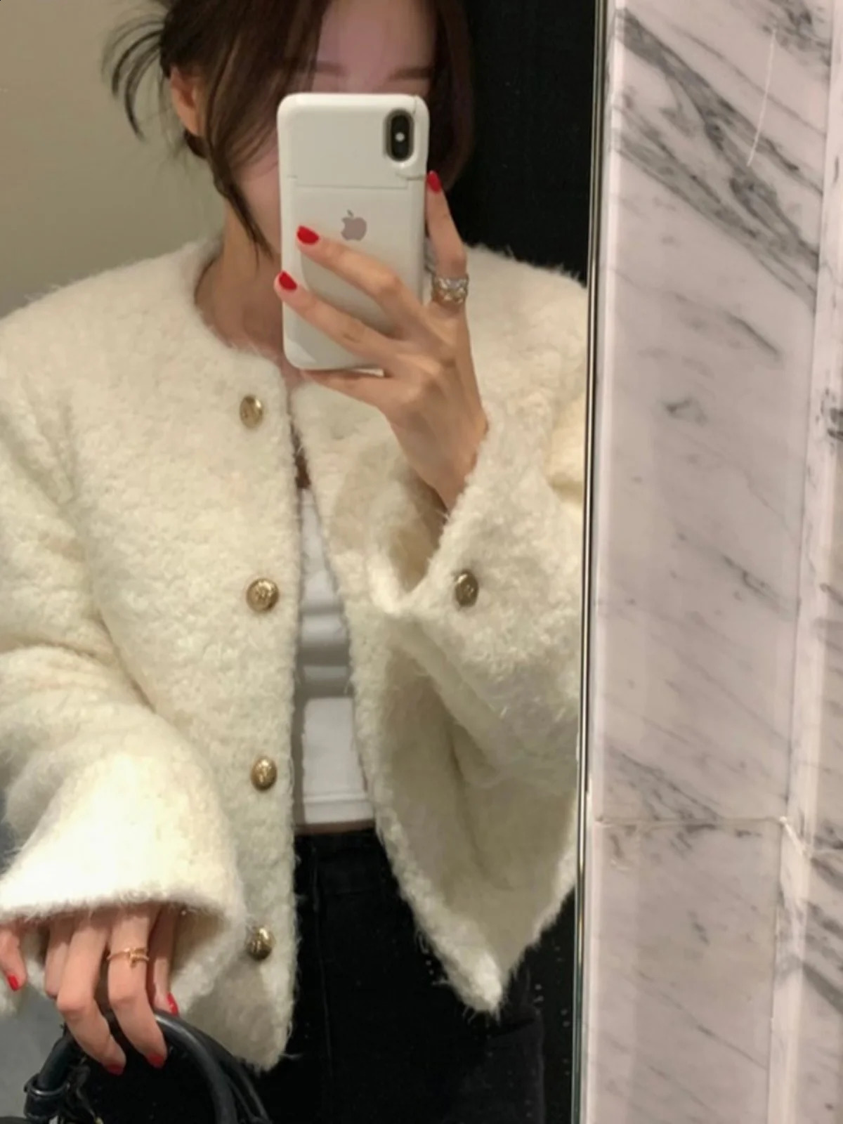 Korean Sle Warm Ele Cotton Lined Woolen Coat Womens Faionable Winter Outerwear Comfortable ort Sve round Ne 251210