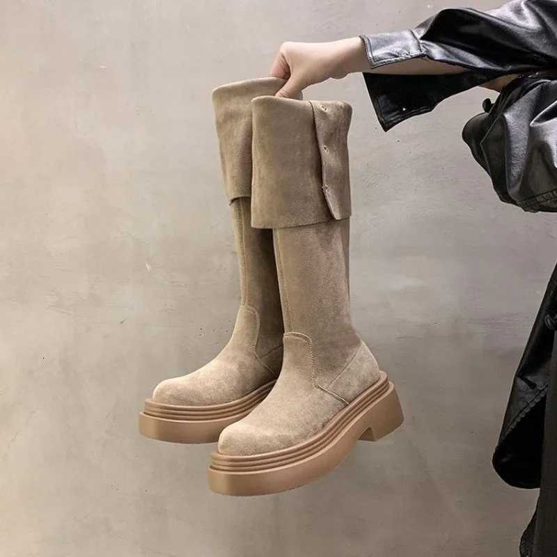 Autumn Winter Fi New Solid Color Round Toe Thick Bottom Low Heel Over The Knee Comfortable Womens Boots Botas Mujer 11XJ251211